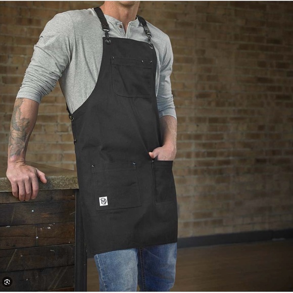 mercer Other - Mercer Culinary Metro Edge Black Canvas Bib  M63208 Apron w/ Pockets New In Bag